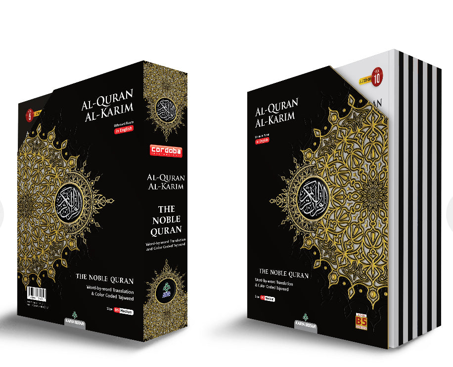 The Noble Quran Word By Word Translation and Color Coded Tajweed (English-Arabic) Noble Perjilid (B5) SIPARA SET 10 BOOKS